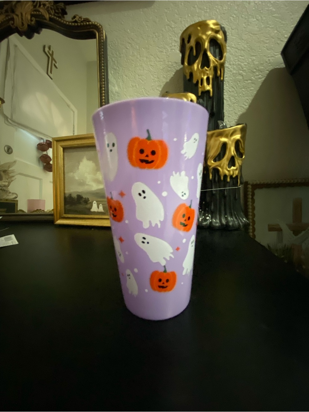 Purple Halloween Ghost & Pumpkin Tumbler - Unbranded